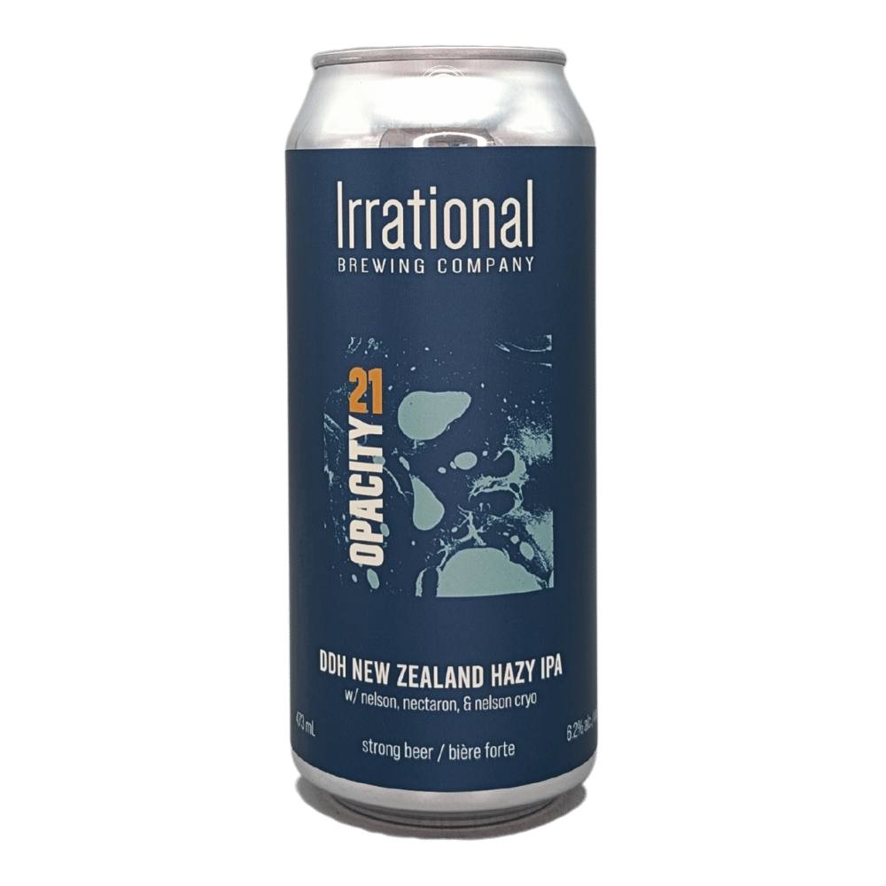 Exp. Opacity 21 New Zealand Hazy IPA by Irrational Brewing Company, beer label