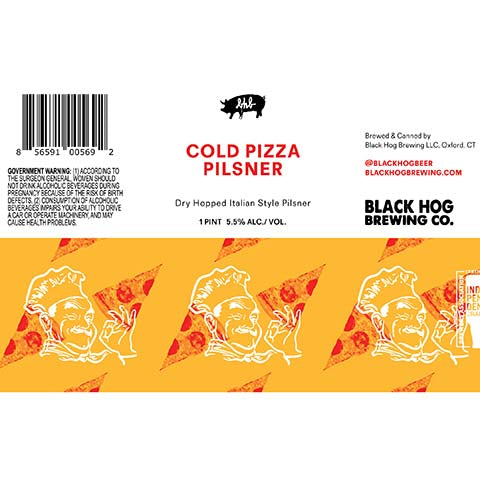 Black Hog Cold Pizza Pilsner by Black Hog Brewing Co, beer label