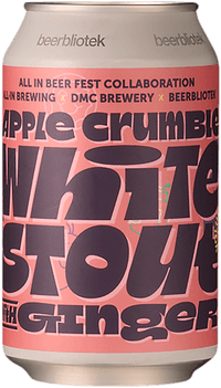 x DMC x Beerbliotek Apple crumble White Stout by All In Brewing, beer label