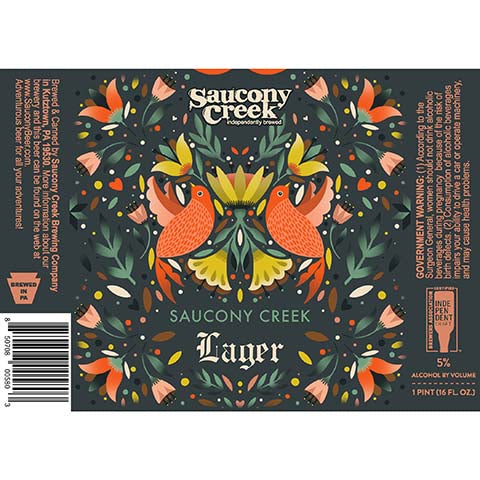 Saucony Creek Lager by Saucony Creek Brewing Company, beer label