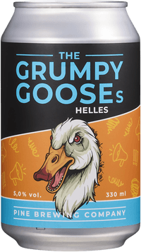 The Grumpy Goose's by Pine Brewing Company, beer label