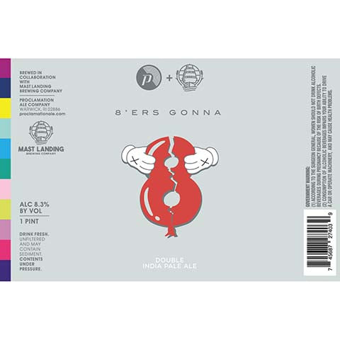 Proclamation/Mast Landing 8'ers Gonna 8 DIPA by Proclamation Ale Company, beer label