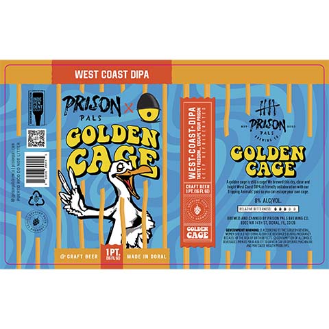 Prision Pals Golden Cage DIPA by Prison Pals Brewing Co., beer label