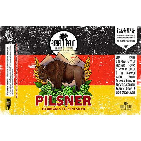 Royal Palm Pilsner by Royal Palm Brewing Company, beer label