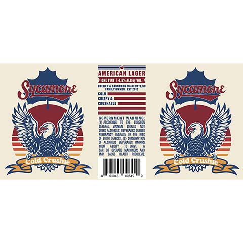 Sycamore Cold Crushie American Lager by Sycamore Brewing, beer label