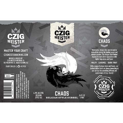 Czig Meister Chaos Belgian Dubbel by Czig Meister Brewing Co., beer label