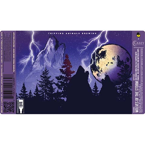 Tripping Animals Wolves of the Storm DIPA by Tripping Animals Brewing Co., beer label