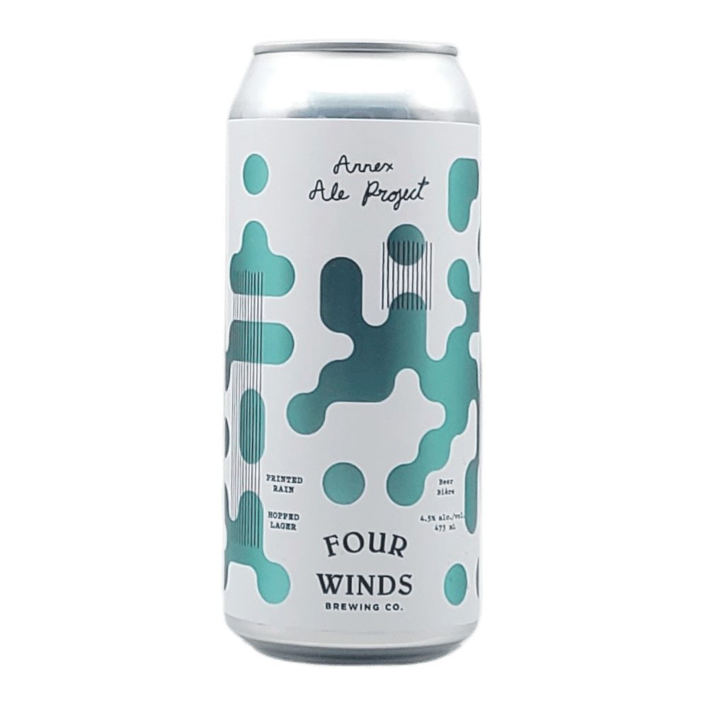 x Four Winds Brewing Co. Printed Rain Hopped Lager by Annex Ale Project, beer label