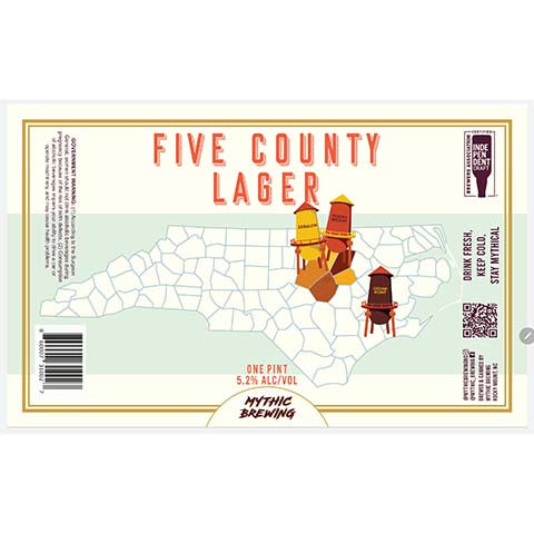 Mythic Five County Lager by Mythic Brewing, beer label