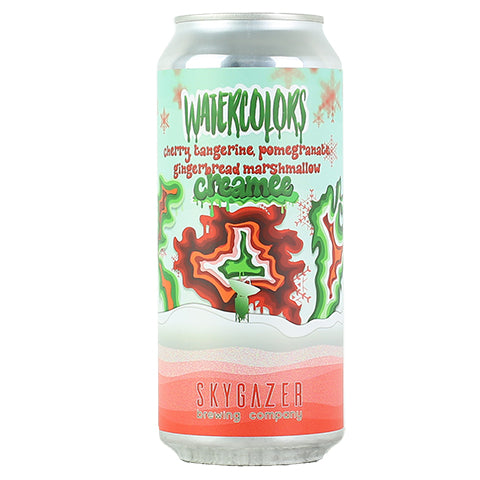 Skygazer Watercolors Christmas Creamee Sour (cherry, tangerine, pomegranate, gingerbread marshmallow) by SKYGAZER Brewing Co, beer label