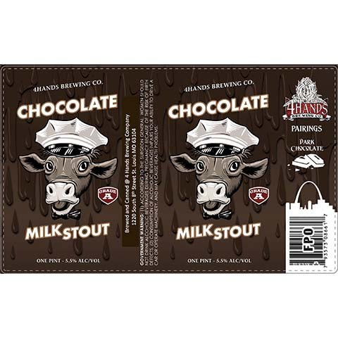 4 Hands Chocolate Milk Stout by 4 Hands Brewing Co, beer label