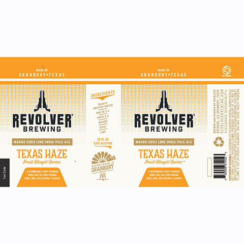 Revolver Texas Haze Fruit Slingin' Series Mango Chili Lime IPA by Revolver Brewing, LLC, beer label