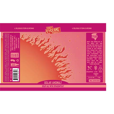 Jersey Cyclone Solar Anomaly Sour by Jersey Cyclone Brewing Company, beer label