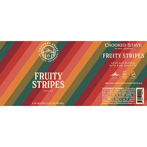 Crooked Stave Fruity Stripes Sour Ale by Crooked Stave Artisan Beer Project, beer label
