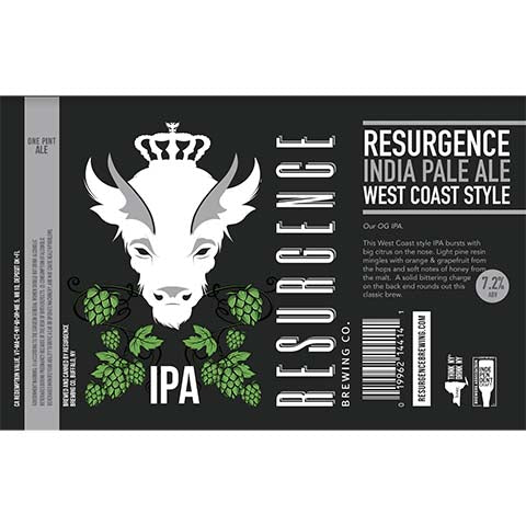 Resurgence IPA by Resurgence Brewing Company, beer label