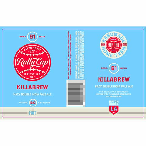 Rally Cap Killabrew Hazy DIPA by Rally Cap Brewing Company, beer label