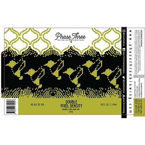 Phase Three Double Pixel Density DIPA by Phase Three Brewing Company, beer label