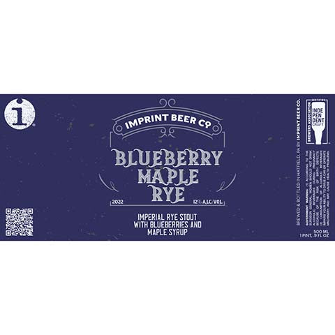 Imprint Blueberry Maple Rye Imperial Rye Stout by Imprint Beer Company, beer label