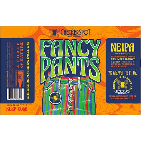 Checkerspot Fancy Pants NEIPA by Checkerspot Brewing Company, beer label