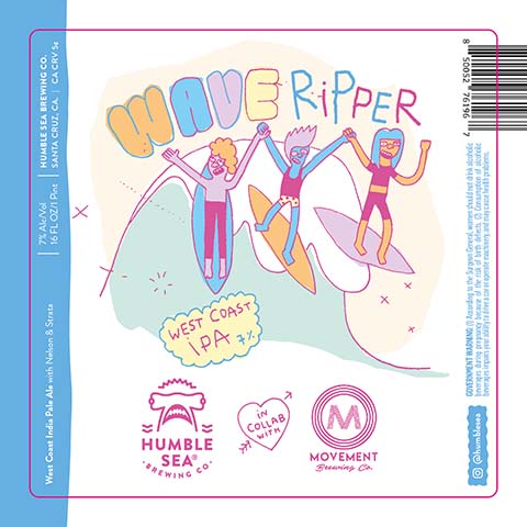 Humble Sea Wave Ripper IPA by Humble Sea Brewing Co, beer label