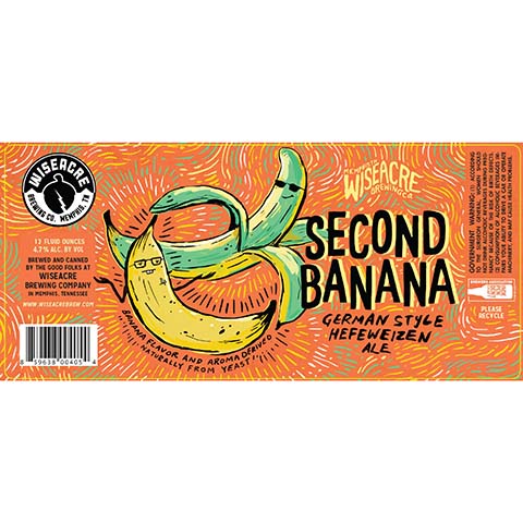 Wiseacre Second Banana German Hefeweizen Ale by Wiseacre Brewing Co, beer label