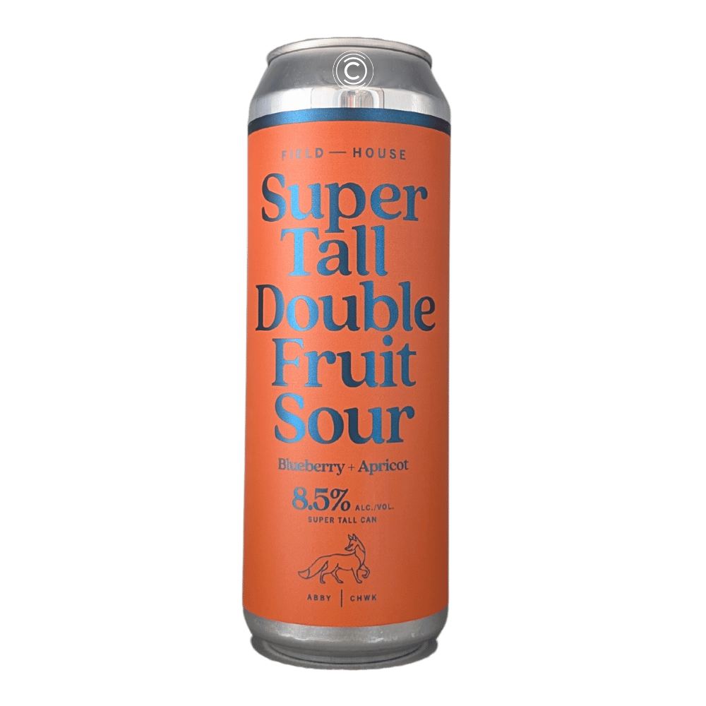 Super Tall Double Fruit Sour: Apricot + Blueberry Sour by Field House Brewing Co., beer label
