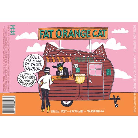 Fat Orange Cat Roll Me One of Those, Cowboy, With Cacao Nibs and Marshmallow Imperial Stout by Fat Orange Cat Brew Co, beer label