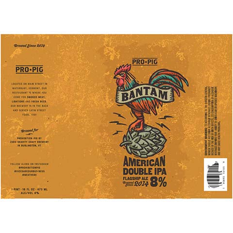 Prohibition Pig Bantam American DIPA by Prohibition Pig, beer label