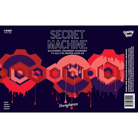 Dewey Beer Secret Machine (Blackberry. Cranberry, Raspberry) by Dewey Beer Co., beer label