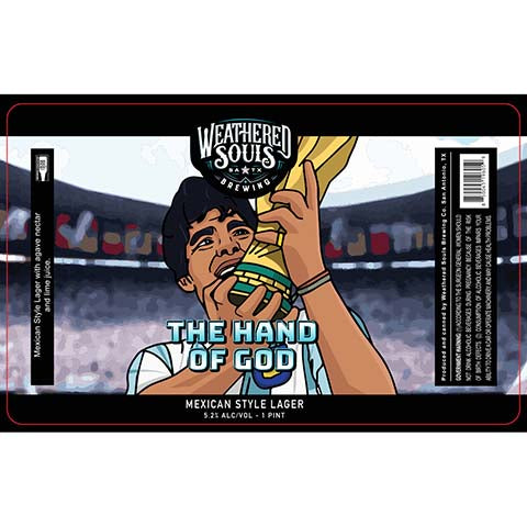 Weathered Souls The Hand Of God Lager by Weathered Souls Brewing Co., beer label