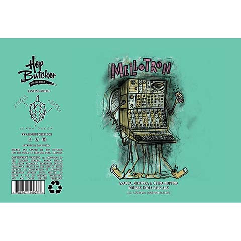 Hop Butcher Mellotron DIPA by Hop Butcher For the World, beer label