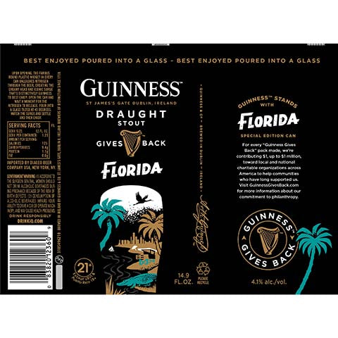 Guinness Draught Florida by Guinness, beer label