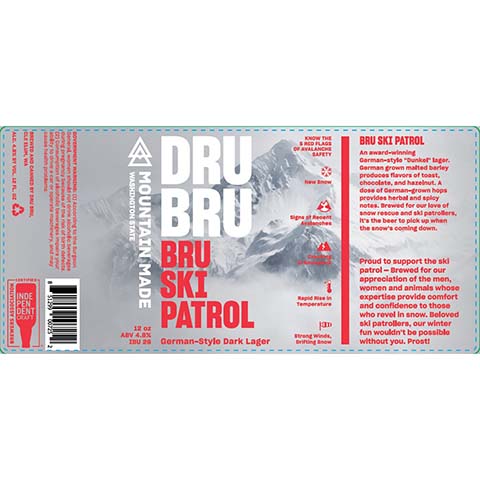 Dru Bru Bru Ski Patrol German Dark Lager by Dru Bru, beer label