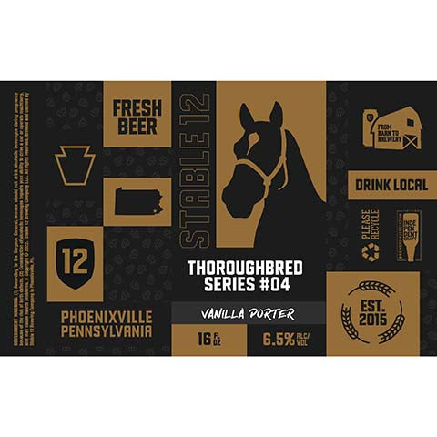 Stable 12 Thoroughbred Series #04 Vanilla Porter by Stable 12 Brewing Company, beer label