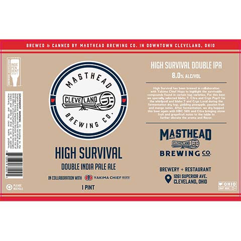 Masthead High Survival DIPA by Masthead Brewing Co, beer label