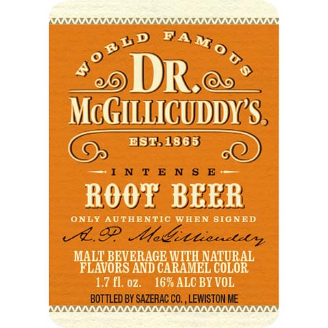 Dr. McGillicuddy's Intense Root Beer by Dr. McGillicuddy's, beer label