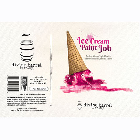 Divine Barrel Ice Cream Paint Job Berliner Weisse Style Ale by Divine Barrel Brewing, beer label