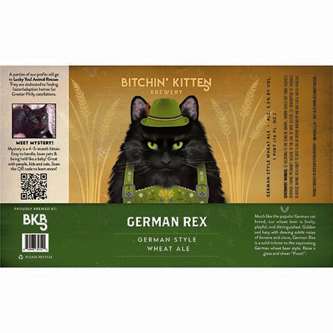 Bitchin' Kitten German Rex Wheat Ale by Bitchin' Kitten Brewery, beer label