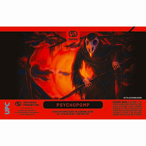 Southern Prohibition Psychopomp DDH DIPA by Southern Prohibition Brewing, beer label