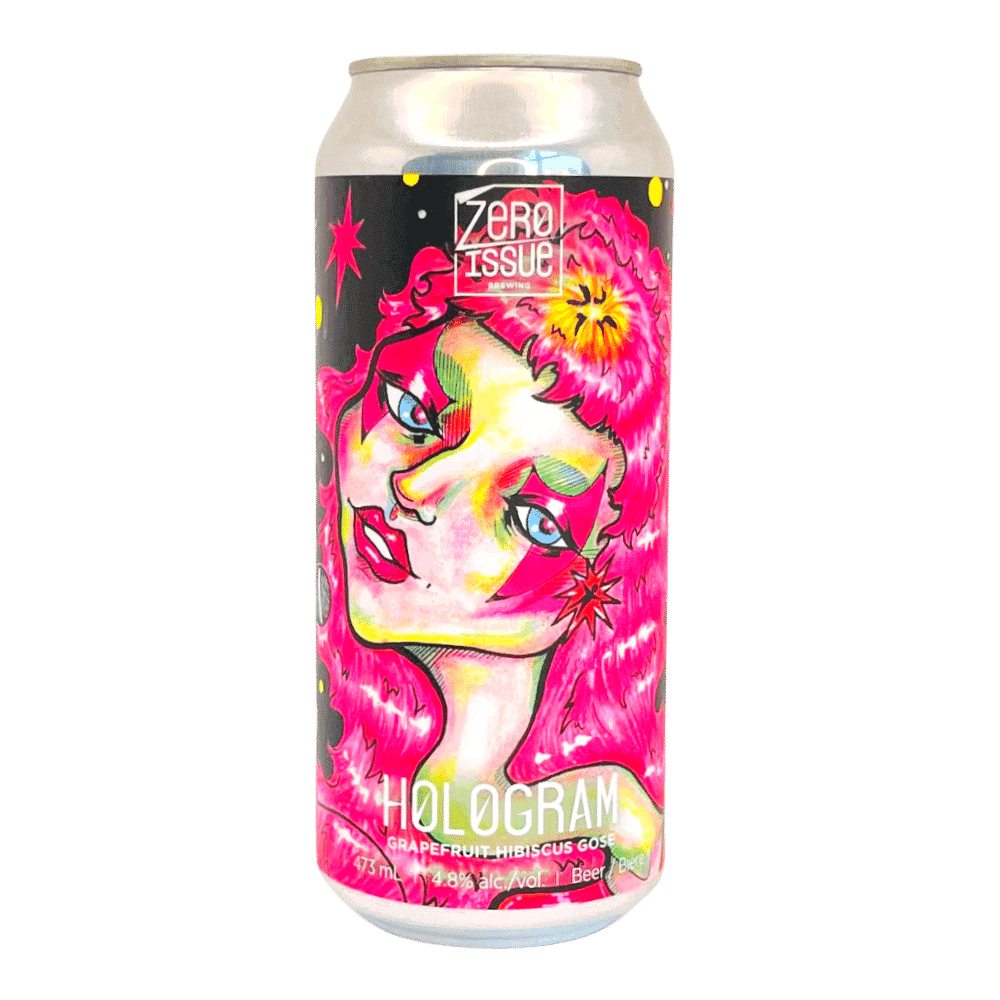 Hologram Grapefruit Hibiscus Gose by Zero Issue Brewing, beer label