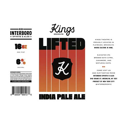 Interboro Lifted IPA by Interboro Spirits And Ales, beer label