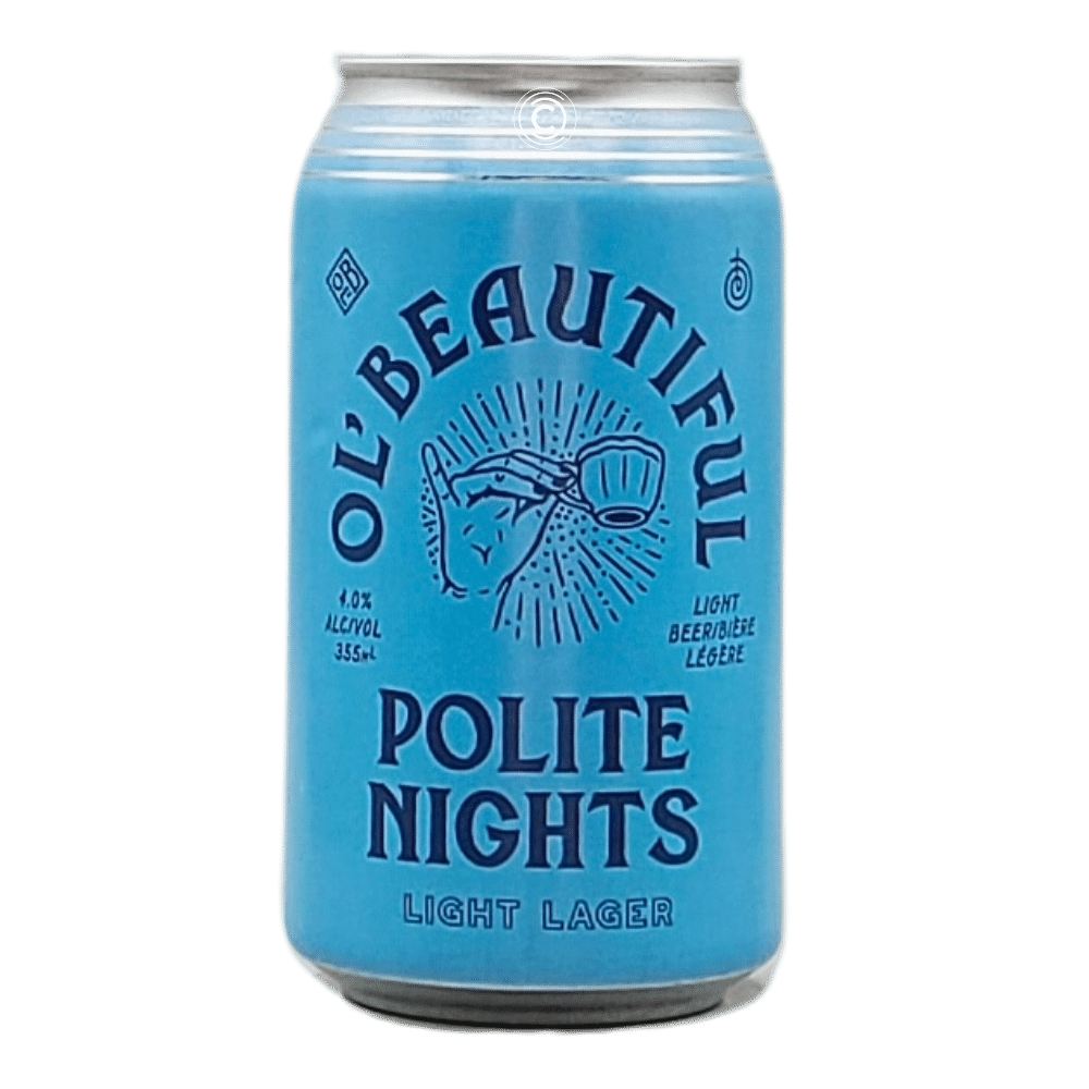 Polite Nights Light Lager by Ol' Beautiful Brewing Company, beer label