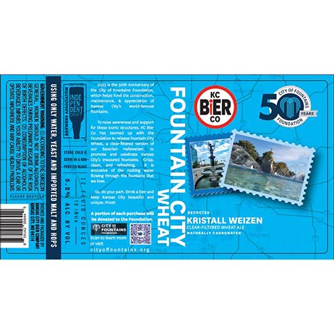 KC Bier Fountain City Wheat by Kansas City Bier Company, beer label