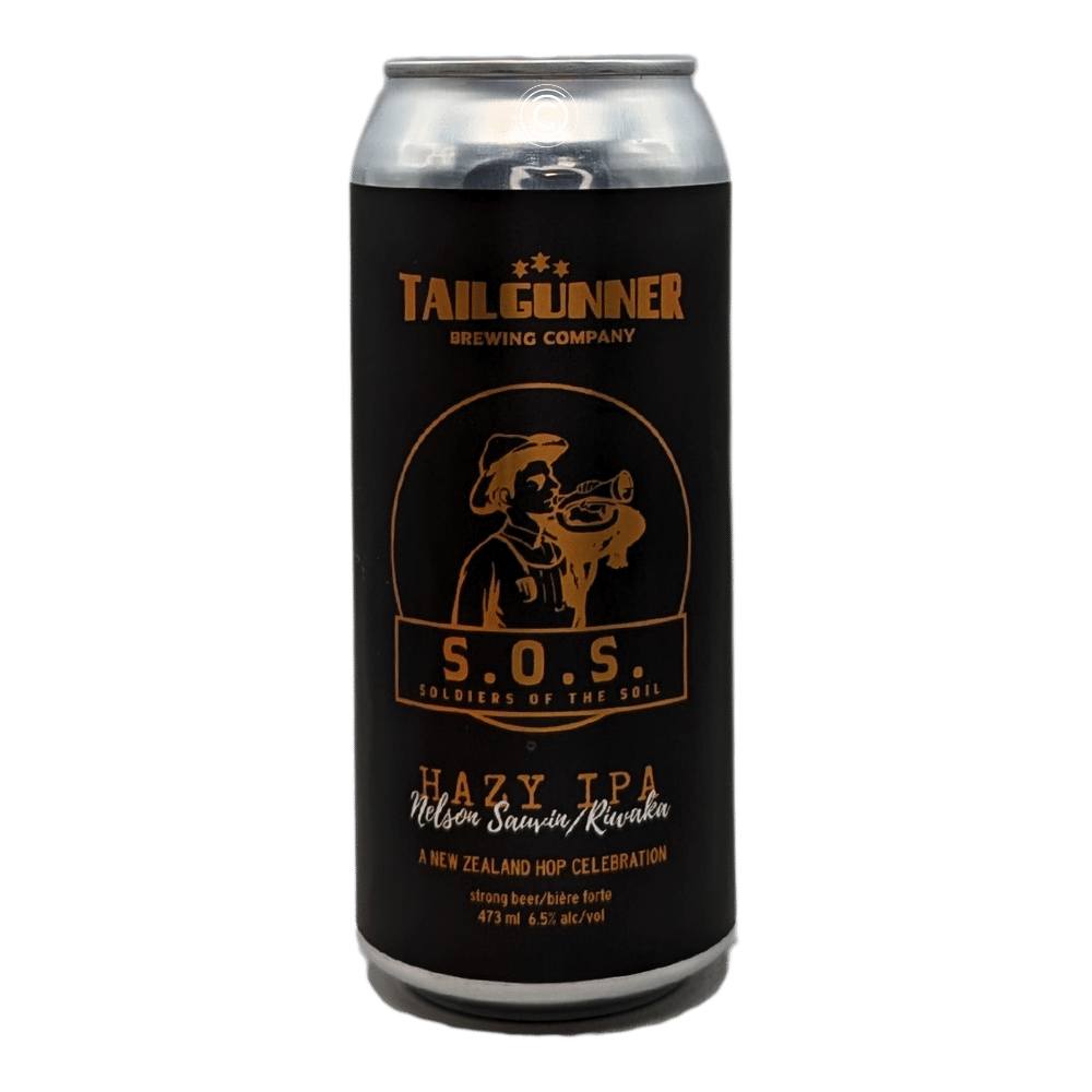 Co. S.O.S Hazy IPA (Nelson Sauvin & Riwaka) by Tailgunner Brewing Company, beer label