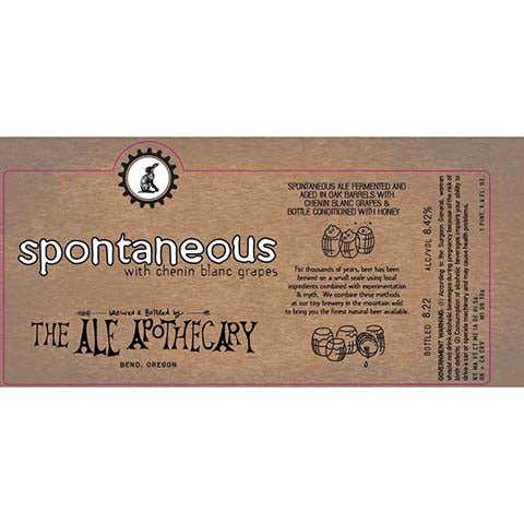 The Ale Apothecary Spontaneous (Chenin Blanc Grapes) by The Ale Apothecary, beer label