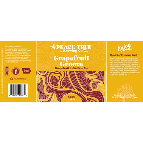 Peace Tree Grapefruit Groove IPA by Peace Tree Brewing Company, beer label