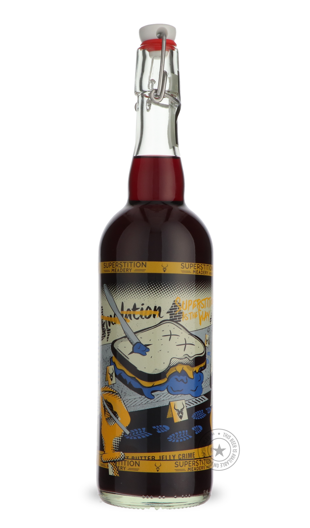Peanut Butter Jelly Crime by Superstition Meadery, beer label