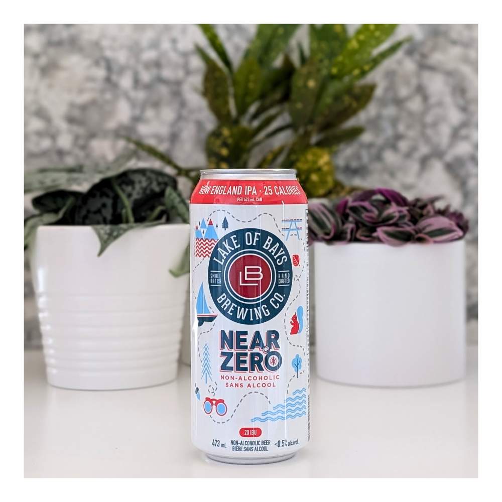 Near Zero Non-Alcoholic New England IPA by Lake of Bays Brewing Company, beer label