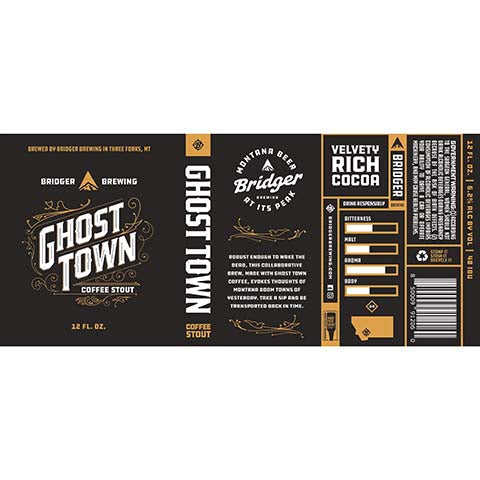 Bridger Ghost Town Coffee Stout by Bridger Brewing Company, beer label
