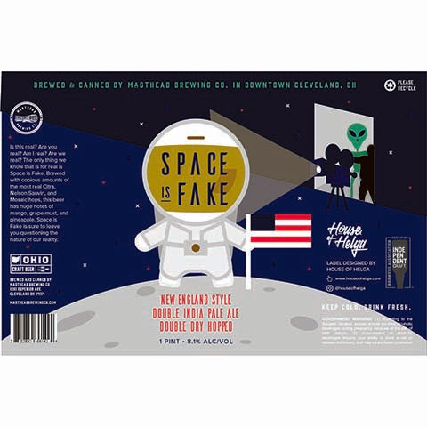 Masthead Space Is Fake DIPA by Masthead Brewing Co, beer label